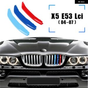 BMW 3個 ABS 車グリル ステッカー ストリップカバー トリムクリップ G06 G05 F16 F15 E70 E71 E72 E53 X6 X5 2020 2019 M スタイル - 2004-2007 X5 E53
