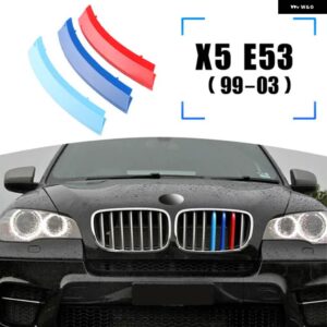 BMW 3個 ABS 車グリル ステッカー ストリップカバー トリムクリップ G06 G05 F16 F15 E70 E71 E72 E53 X6 X5 2020 2019 M スタイル - 1999-2003 X5 E53