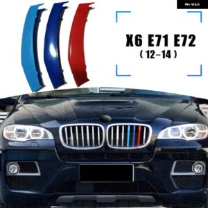 BMW 3個 ABS 車グリル ステッカー ストリップカバー トリムクリップ G06 G05 F16 F15 E70 E71 E72 E53 X6 X5 2020 2019 M スタイル - 2012-2014 X6 E71E72