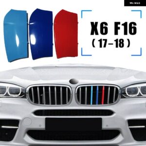 BMW 3個 ABS 車グリル ステッカー ストリップカバー トリムクリップ G06 G05 F16 F15 E70 E71 E72 E53 X6 X5 2020 2019 M スタイル - 2017-2018 X6 F16