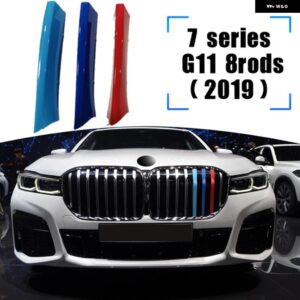BMW 3個 ABS 車グリル ステッカー ストリップカバー トリムクリップ 7シリーズ G11 G12 F02 F01 M スタイル 2018-20 2013-2017 - 19-20 G11 G12 8bars