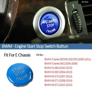 BMW クリスタル エンジン スタートスイッチ ボタン カバー E60 E90 E91 E92 E93 X5 X6 E81 E87 E84 E83 E70 E71 E72 Z4 E89シリーズ 1 3 5 - E Chassis-Blue