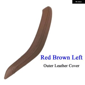BMW F15 F16 黒 インテリア ラックドア革プルハンドルアウターカバー トリム交換 X5 X6 2014-18 - Left Redbrown