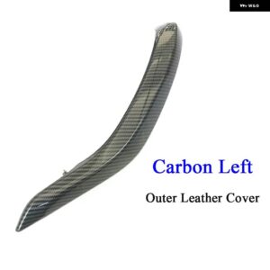 BMW F15 F16 黒 インテリア ラックドア革プルハンドルアウターカバー トリム交換 X5 X6 2014-18 - Left Carbon Fiber
