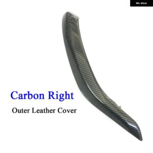 BMW F15 F16 黒 インテリア ラックドア革プルハンドルアウターカバー トリム交換 X5 X6 2014-18 - Right Carbon Fiber