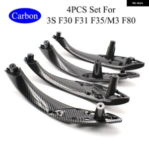 BMW カー インテリア ドアブラックベージュプルハンドルトリムカバー交換 M3 M4 F30 F34 F36 F32 F33 F80 - Carbon　4pcs　set