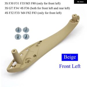 BMW カー インテリア ドアハンドル プルトリムカバー 3 4シリーズ F30 F80 F31 F32 F33 F34 F35 F36 2013-2018 - Beige-Front Left