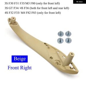 BMW カー インテリア ドアハンドル プルトリムカバー 3 4シリーズ F30 F80 F31 F32 F33 F34 F35 F36 2013-2018 - Beige-Front Right