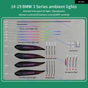 BMW LED アンビエントライト 3/4シリーズ 3GT F30 F31 F32 F34 アプリ制御 256 カラーシンフォニー 装飾 ランプ RGB リペア - symphony　suit　1