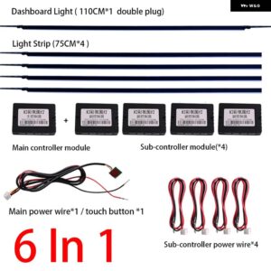 アウディ BMW E90 E60 F30 E39 Q5 A4 A3 A6 周囲光 装飾 インテリア RGB ライトストリップムード LED バー 12V 汎用 - 6 In 1