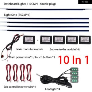 アウディ BMW E90 E60 F30 E39 Q5 A4 A3 A6 周囲光 装飾 インテリア RGB ライトストリップムード LED バー 12V 汎用 - 10 In 1