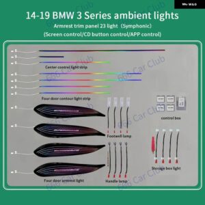 BMW LED アンビエントライト 3/4シリーズ F30 F31 F32 車内中央制御計器 スピーカー カバー シンフォニー 装飾 ランプ - symphony　suit　1