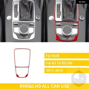 アウディ A3 S3 RS3 8V 2013-2019 カー インテリア カーボンギアシフトパネルフレームセット 装飾 LHD RHD - red Gear Shift Panel