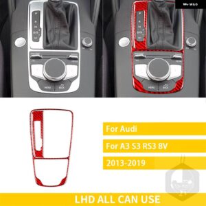 アウディ A3 S3 RS3 8V 2013-2019 カー インテリア カーボンギアシフトパネルフレームセット 装飾 LHD RHD - red set LHD