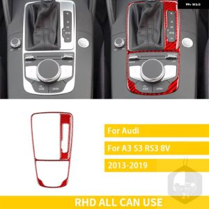 アウディ A3 S3 RS3 8V 2013-2019 カー インテリア カーボンギアシフトパネルフレームセット 装飾 LHD RHD - red set RHD