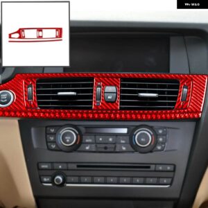 BMW X3 F25 2011-2017 X4 F26 2014-2017 カーボン インテリア オートエアコン アウトレット セットトリム ステッカー - red　lhd