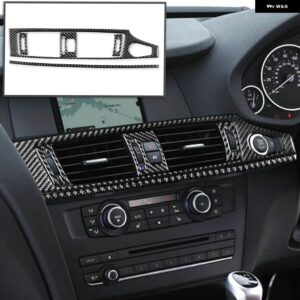 BMW X3 F25 2011-2017 X4 F26 2014-2017 カーボン インテリア オートエアコン アウトレット セットトリム ステッカー - black　rhd