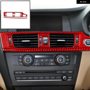 BMW X3 F25 2011-2017 X4 F26 2014-2017 カーボン インテリア オートエアコン アウトレット セットトリム ステッカー - red　rhd