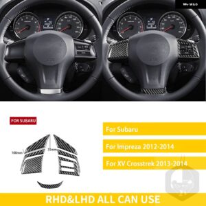 スバル インプレッサ 2012-2014/XV CROSSTREK 2013-2014 カーボン インテリア ステアリング ホイールセットトリム - Black B