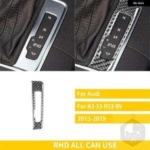 アウディ A3 S3 RS3 8V 2013-2019 カーボン インテリア ギアシフトパネルボタン フレーム車 STCIKERS デカール - Black RHD