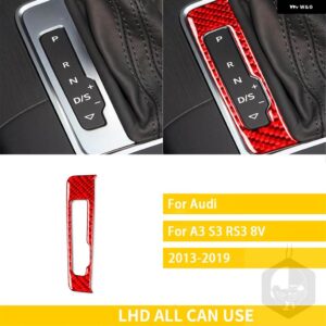 アウディ A3 S3 RS3 8V 2013-2019 カーボン インテリア ギアシフトパネルボタン フレーム車 STCIKERS デカール - Red LHD