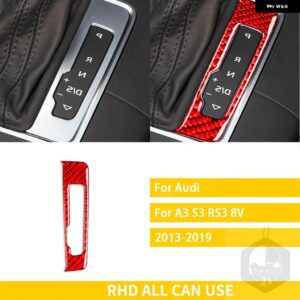 アウディ A3 S3 RS3 8V 2013-2019 カーボン インテリア ギアシフトパネルボタン フレーム車 STCIKERS デカール - Red RHD