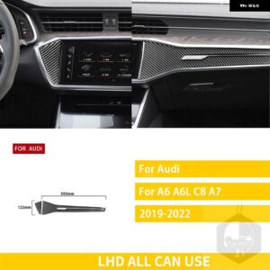 アウディ A6 C8 A7 2019-2022 カーギアシフトパネルカバー トリムカーボン ステッカー 装飾 - Black LHD