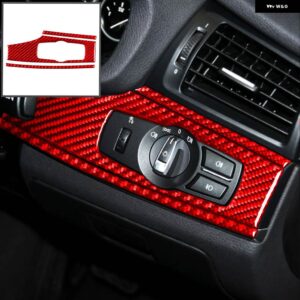 BMW カーボン インテリア 自動 ヘッドライト スイッチ パネルトリム ステッカー X3 F25 2011-2017 X4 F26 2014-2017 スタイリング - Red RHD