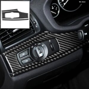 BMW カーボン インテリア 自動 ヘッドライト スイッチ パネルトリム ステッカー X3 F25 2011-2017 X4 F26 2014-2017 スタイリング - Black LHD