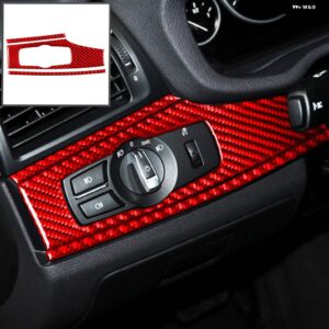 BMW カーボン インテリア 自動 ヘッドライト スイッチ パネルトリム ステッカー X3 F25 2011-2017 X4 F26 2014-2017 スタイリング - Red LHD