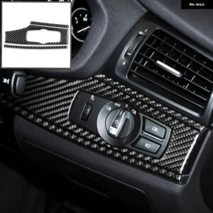 BMW カーボン インテリア 自動 ヘッドライト スイッチ パネルトリム ステッカー X3 F25 2011-2017 X4 F26 2014-2017 スタイリング - Black RHD