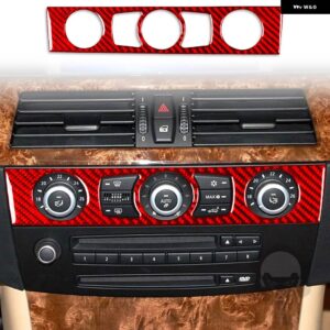 BMW 5シリーズ E60 2004-2010 カーボン車内 CD 空調制御パネルトリム ステッカー 装飾 - 12 RED
