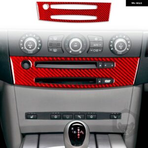 BMW 5シリーズ E60 2004-2010 カーボン車内 CD 空調制御パネルトリム ステッカー 装飾 - 13 RED