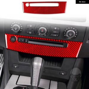 BMW 5シリーズ E60 2004-2010 カーボン車内 CD 空調制御パネルトリム ステッカー 装飾 - 14 RED
