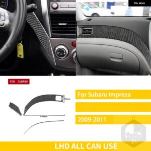 スバル インプレッサ 2009 2010 2011 カーボン車内中央制御サイドダッシュボード カバー トリム ステッカー - 3 Set LHD black