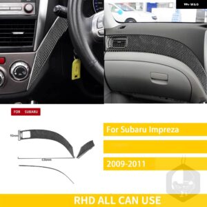 スバル インプレッサ 2009 2010 2011 カーボン車内中央制御サイドダッシュボード カバー トリム ステッカー - 3 Set RHD black