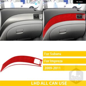 スバル インプレッサ 2009 2010 2011 カーボン車内中央制御サイドダッシュボード カバー トリム ステッカー - 1 LHD red