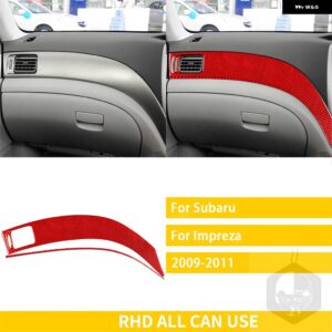 スバル インプレッサ 2009 2010 2011 カーボン車内中央制御サイドダッシュボード カバー トリム ステッカー - 1 RHD red