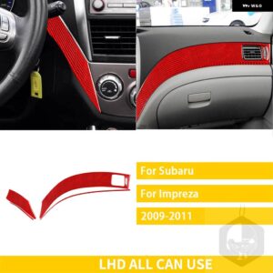 スバル インプレッサ 2009 2010 2011 カーボン車内中央制御サイドダッシュボード カバー トリム ステッカー - 3 Set LHD red