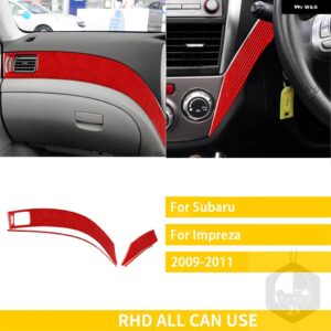 スバル インプレッサ 2009 2010 2011 カーボン車内中央制御サイドダッシュボード カバー トリム ステッカー - 3 Set RHD red