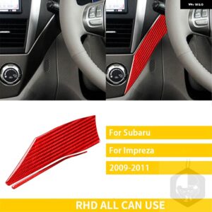 スバル インプレッサ 2009 2010 2011 カーボン車内中央制御サイドダッシュボード カバー トリム ステッカー - 2 RHD red