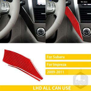 スバル インプレッサ 2009 2010 2011 カーボン車内中央制御サイドダッシュボード カバー トリム ステッカー - 2 LHD red