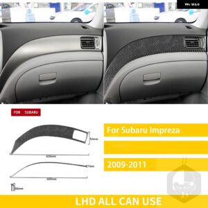 スバル インプレッサ 2009 2010 2011 カーボン車内中央制御サイドダッシュボード カバー トリム ステッカー - 1 LHD black