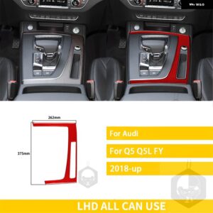 アウディ Q5 Q5L 年度 2018-2023 カーボン インテリア オートギアパネル外枠トリム ステッカー 装飾 - Red Carbon LHD