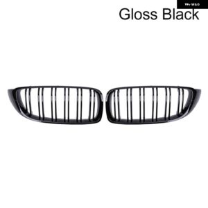 BMW PULLECO 車フロントバンパー グリル レーシング グリル 4シリーズ F32 F33 F36 M3 F80 M4 F82 12-18 デュアルスラット - Gloss Black