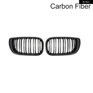 BMW PULLECO E46 3シリーズ カーボンキドニーグリル レーシング グリル フロントバンパー グリル 02-05 4 ドア ABS デュアルライン - Carbon　fiber