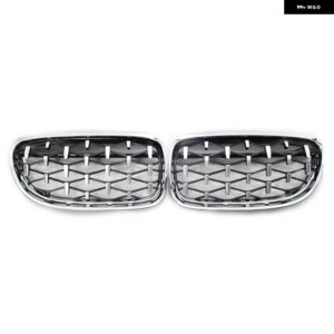 BMW PULLECO ダイヤモンドグリル 車キドニーグリル フロントバンパー レーシング グリル 自動スタイリング E90 E91 318I 320I 325I 328I 2009-2012 - All　Silver