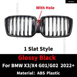 BMW フロントキドニーグリル レーシング バンパー グリル ラジエーター グリッドフードメッシュ X3 X4 G01 G02 2022 2023 M 装飾 チューニング - 1　Slat　With　Hole