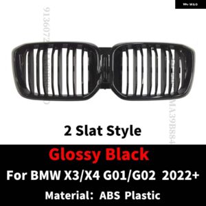 BMW フロントキドニーグリル レーシング バンパー グリル ラジエーター グリッドフードメッシュ X3 X4 G01 G02 2022 2023 M 装飾 チューニング - 2　Slat　None　Hole