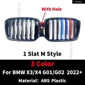BMW フロントキドニーグリル レーシング バンパー グリル ラジエーター グリッドフードメッシュ X3 X4 G01 G02 2022 2023 M 装飾 チューニング - 1　Slat　M　With　Hole
